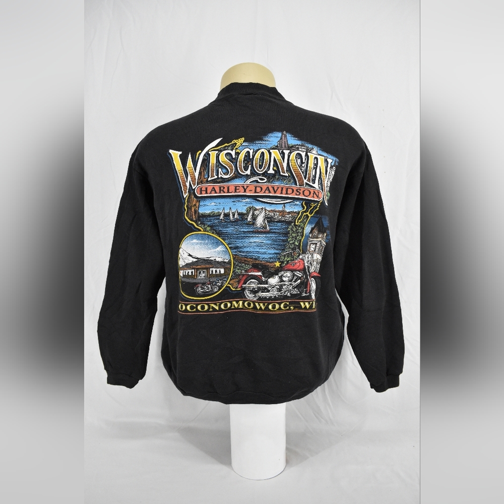 Vintage 90's Harley Davidson Full Zip Sweatshirt Wisconsin Oconomowoc,WI,Size:M